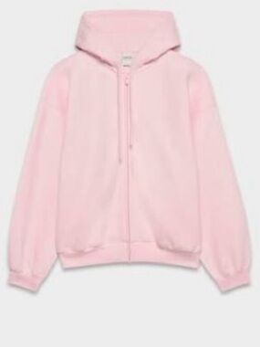Aritzia Villa Pink Hooded Zip-Up Sweater
